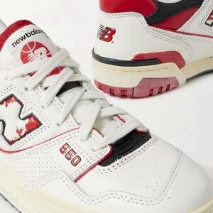 New Balance 550 white & red trainers #sneakers #lifestyle